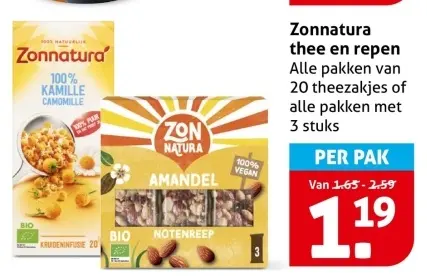 Aanbieding: Zonnatura thee en repen