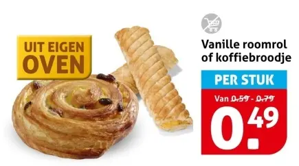 Vanille roomrol of koffiebroodje