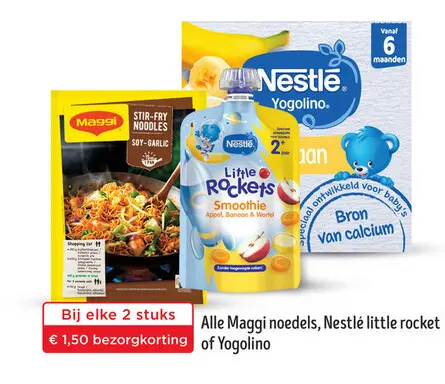 Aanbieding: Maggi noedels, Nestlé little rocket of Yogoli