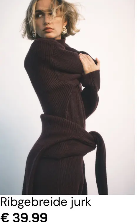 Aanbieding: Gebreide jurk met col