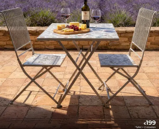 Promotie: Tafel + 2 stoelen