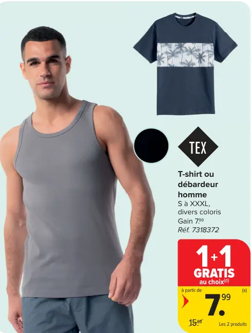 Offre: T-shirt ou débardeur homme