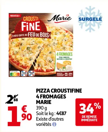 Offre: Pizza croustifine 4 fromages