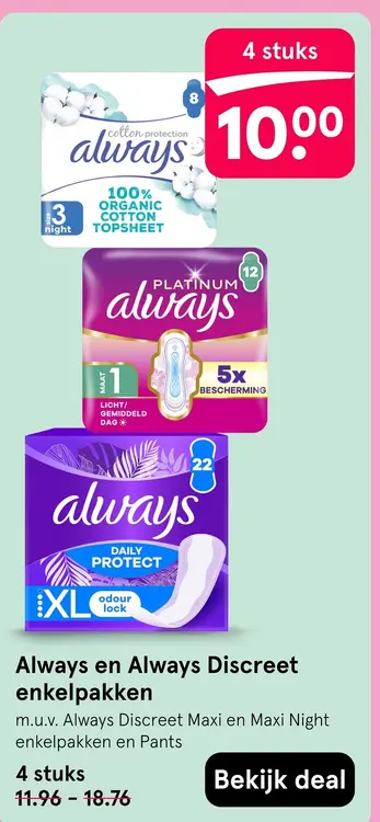 Aanbieding: Always en Always Discreet enkelpakken
