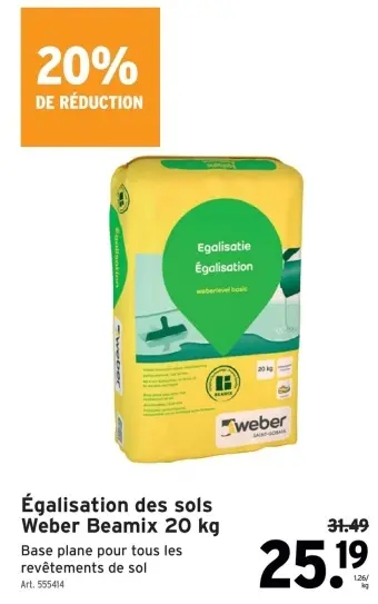 Offre: Égalisation des sols Weber Beamix