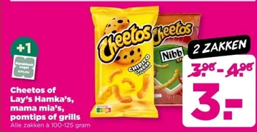 Aanbieding: Cheetos of Lay's Hamka's, mama mia's, pomtips of grills