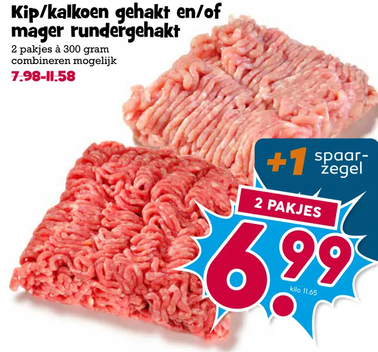 Aanbieding: Kip/kalkoen gehakt en/of mager rundergehakt