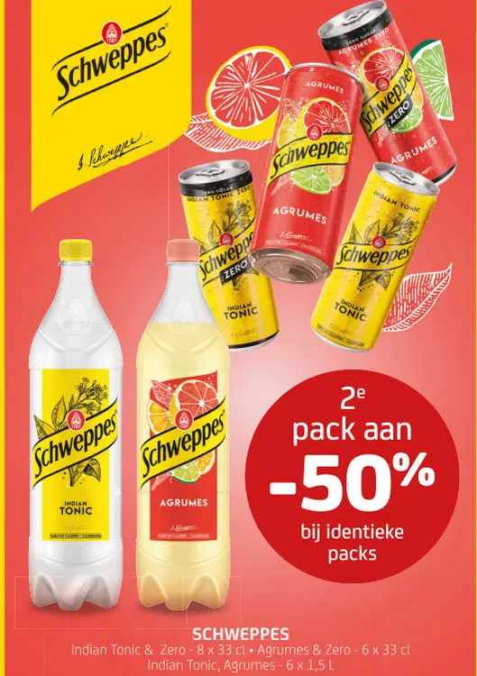 Promotie: Schweppes Indian Tonic & Zero, Agrumes & Zero