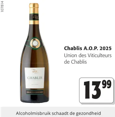 Promotie: Union des Viticulteurs de Chablis Chablis A.O.P. 2025