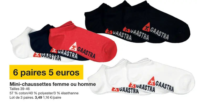 Offre: Mini-chaussettes femme ou homme