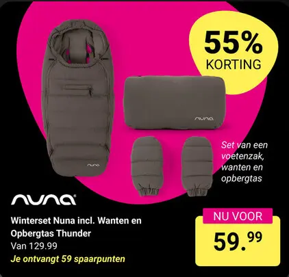 Aanbieding: Winterset Nuna incl. Wanten en Opbergtas Thunder