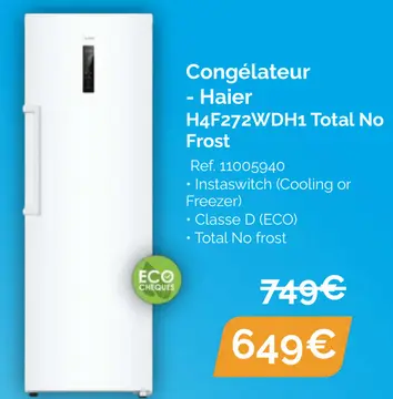 Offre: Congélateur H4F272WDH1 Total No Frost