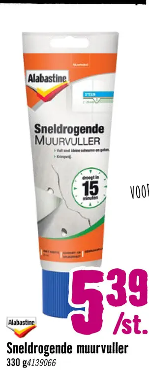 Aanbieding: ALABASTINE Sneldrogende muurvuller 330 g