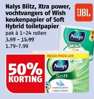 Aanbieding: Blitz, Xtra power, vochtvangers of Wish keukenpapier of Soft toiletpapier