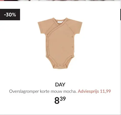 Aanbieding: Overslagromper korte mouw mocha