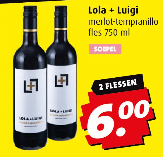 Aanbieding: Lola + Luigi merlot-tempranillo