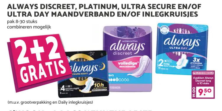 Aanbieding: Always Discreet, Platinum, Ultra Secure en/of inlegkruisjes