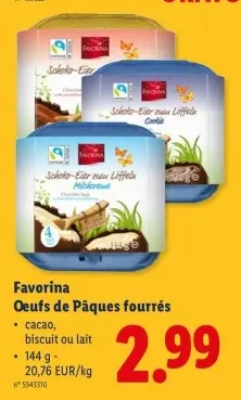 Offre: Oeufs de Pâques fourrés