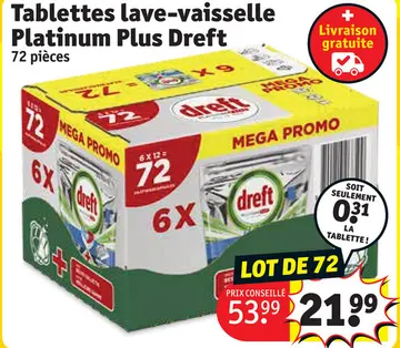 Offre: Tablettes lave-vaisselle Platinum Plus Dreft