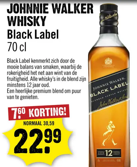 Aanbieding: Johnnie Walker Black Label 12 years Whisky 70 cl