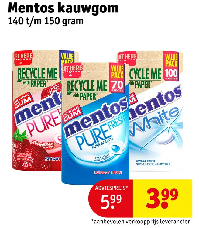 Aanbieding: Mentos kauwgom