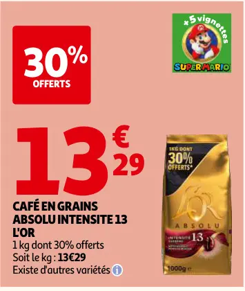 Offre: Café en grains absolu intensite 13