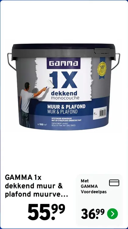 Aanbieding: GAMMA 1x dekkend muur & plafond muurverf