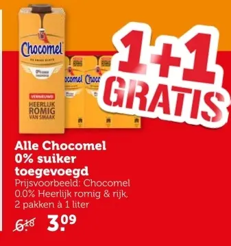 Aanbieding: Alle Chocomel 0% suiker toegevoegd