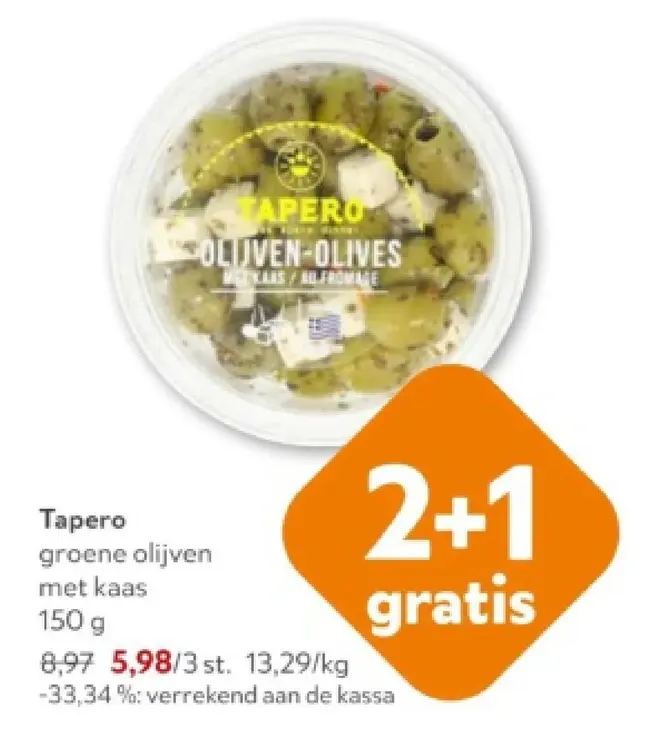Promotie: Groene olijven met kaas