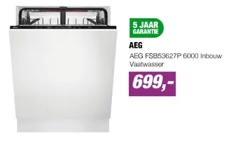 Aanbieding: AEG FSB53627P 6000 Inbouw Vaatwasser