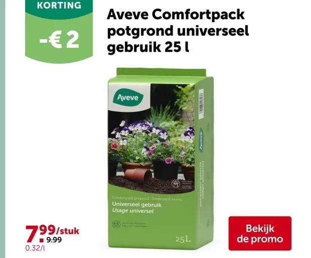 Promotie: Comfortpack potgrond universeel gebruik