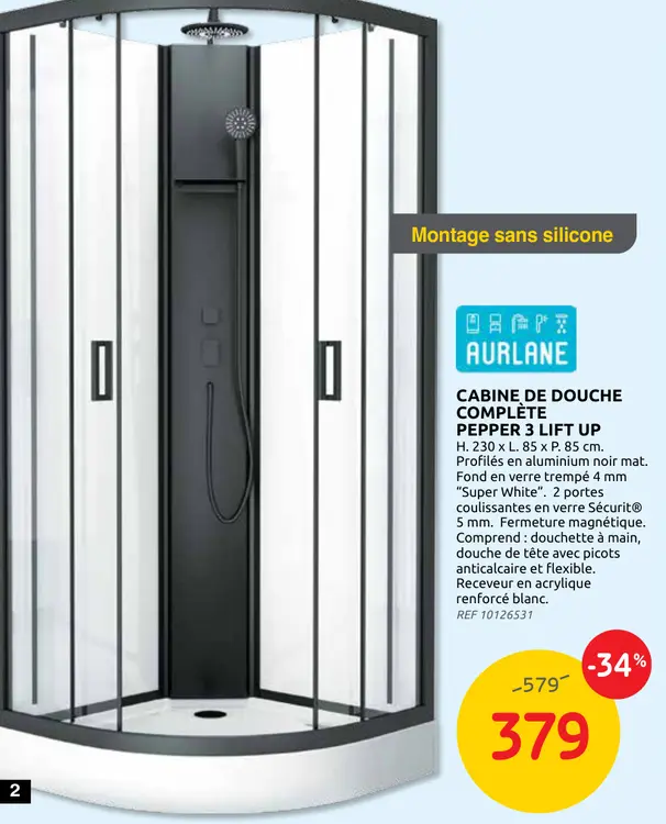 Promotie: Cabine de douche complète pepper 3 lift up