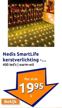 Aanbieding: Nedis SmartLife kerstverlichting - netverlichting 3 x 3 meter