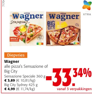 Promotie: alle pizza's Sensazione of Big City
