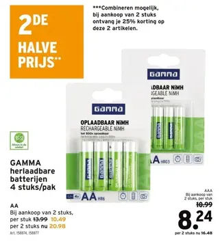 Aanbieding: GAMMA herlaadbare batterijen