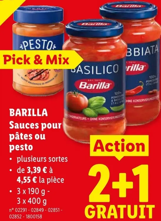 Offre: Sauces pour pâtes ou pesto