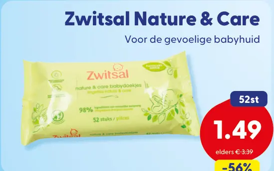Aanbieding: Nature & Care babydoekjes