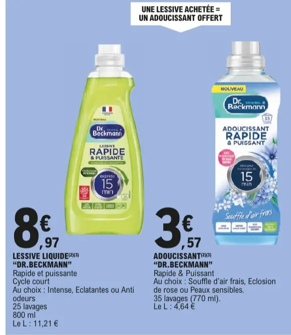 Offre: Lessive liquide "dr.beckmann" + adoucissant "