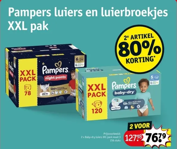 Promotie: Pampers luiers en luierbroekjes XXL pak
