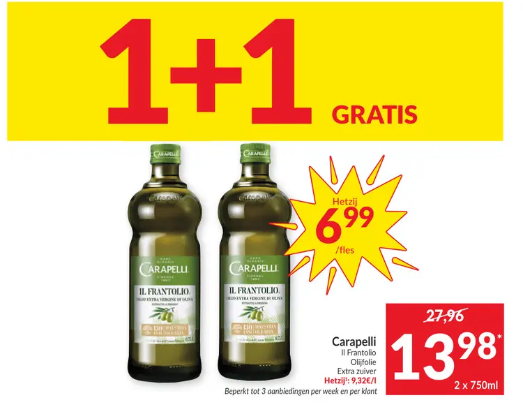 Promotie: Carapelli Il Frantolio Olijfolie Extra zuiver