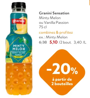 Offre: Granini Sensation Minty Melon ou Vanilla Pass