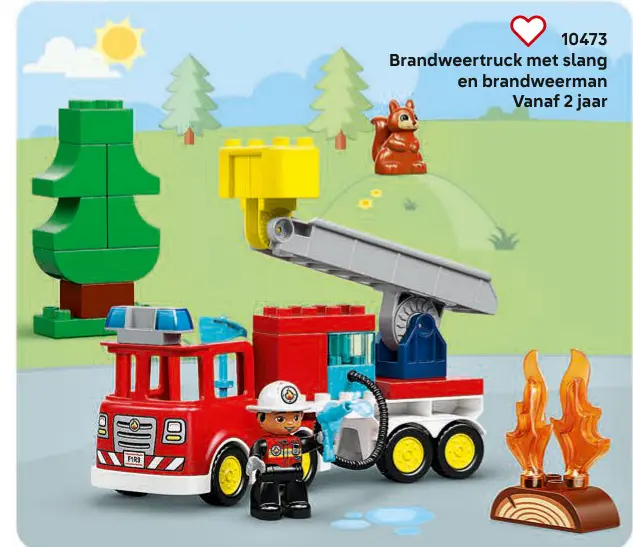 Aanbieding: Brandweertruck met slang en brandweerman 10473
