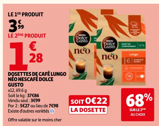 Offre: Dosettes de café lungo