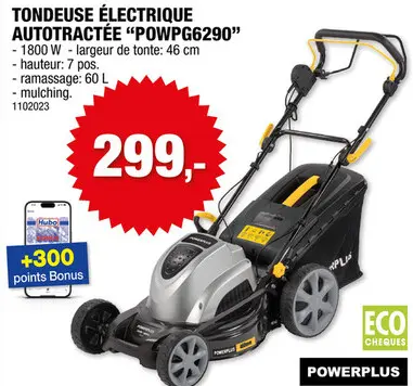 Offre: Powerplus POWPG6290 elektrische grasmaaier zelftrekkend 1800W 46cm