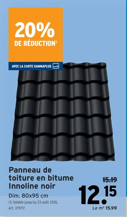 Offre: Panneau de toiture en bitume Innoline noir