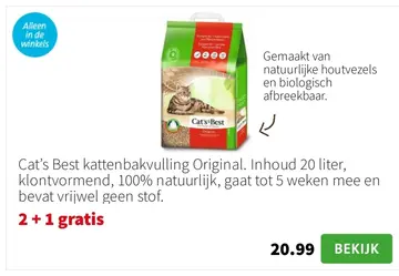 Aanbieding: Cat's Best kattenbakvulling Original
