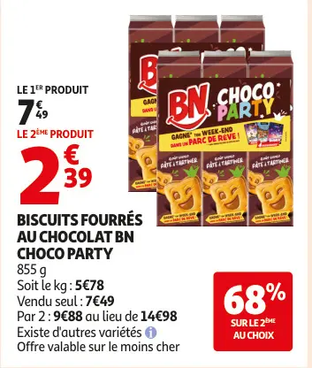 Aanbieding: Biscuits fourrés au chocolat BN choco party
