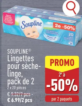 Offre: Lingettes pour sèche-linge, pack de 2
