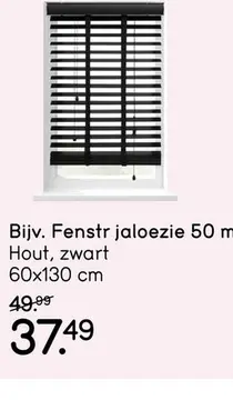 Aanbieding: Fenstr jaloezie hout 50 mm - zwart - 60x130 cm