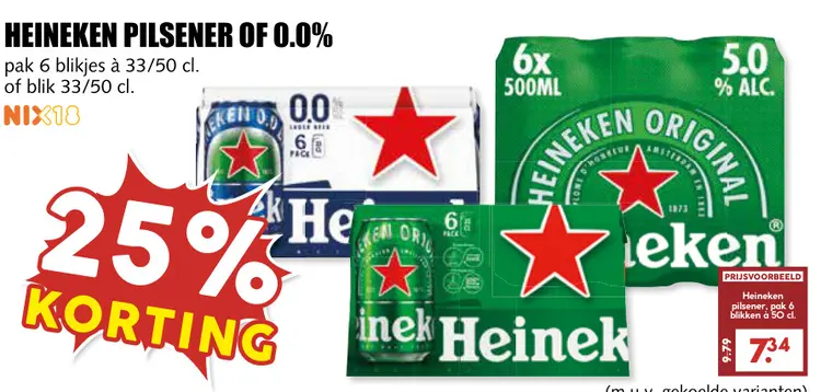 Aanbieding: Heineken pilsener of 0.0%